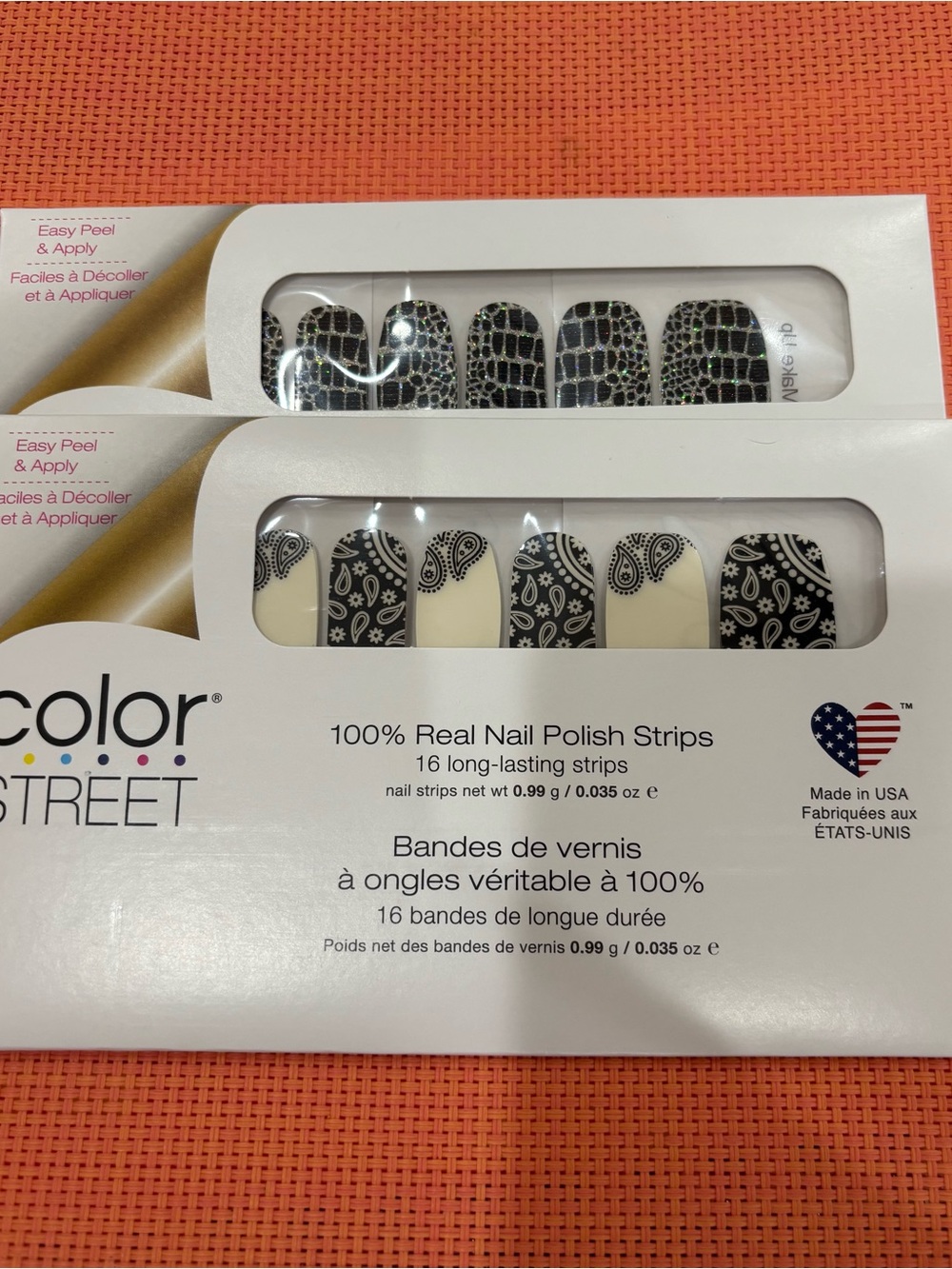 COLOR STREET Black/Cream + Black/Silver Polish Strips—2 sets!